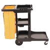 Rubbermaid Commercial Multi-Shelf Cleaning Cart, Three-Shelf, 20w x 45d x 38-1/4h, Black FG617388BLA